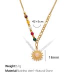 color: XL378CRG Colorful Natural Stone Gold Necklace