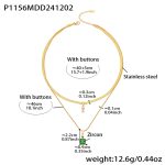 color: P1156-Gold Green Zircon Double Layer Necklace