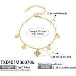 color: TXE401-Four-petal Flower Zircon Gold Bracelet -17+5cm