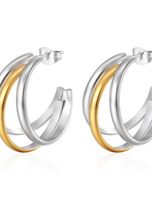 Same Style Ear Studs Stainless Steel Material Personalized Earrings All-Match Small Jewelry Earrings Arc Surface C