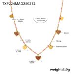 color: TXP224-Gold Heart Pink Zircon Necklace