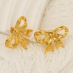 Design Bow Personality Stainless Steel Earrings Female 18K Gold Simple Temperament
