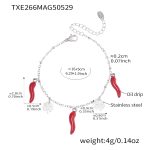 color: TXE266-Steel Color Red Chili Bracelet 16+5cm