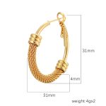 color: Small Half Mesh Lobster Clasp Earrings Gold