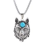 color: Cracked Wolf Head +60cm Stainless Steel Chain