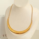 Simple and Exquisite Fan-Shaped Circular Arc Stainless Steel Necklace Temperament Clavicle Chain Light Luxury Advanced Design