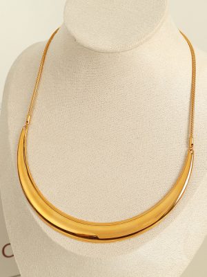 Simple and Exquisite Fan-Shaped Circular Arc Stainless Steel Necklace Temperament Clavicle Chain Light Luxury Advanced Design