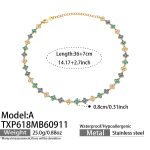 color: TXP618-A Style Blue Zircon Gold Necklace -36+7cm