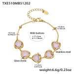 color: TXE510-Pink Color Faceted Stone Gold Bracelet 16.5+5cm