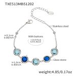 color: TXE513-Mixed Blue Glass Stone Steel Color Bracelet 16.5+5cm