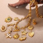 Ocean Retro DIY Key Love Pendant Stainless Steel Plated 18K Gold Multi-Sample Grid Accessories