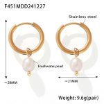 color: F451-Gold Pink Color Freshwater Pearl Earrings
