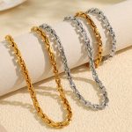 High-Grade Stainless Steel Cuban Link Chain Bracelet Trendy Women's Simple and Elegant Necklace Men's and Women's Universal Set