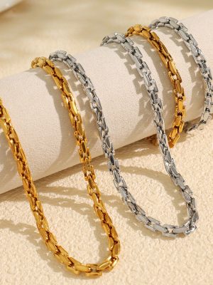 High-Grade Stainless Steel Cuban Link Chain Bracelet Trendy Women's Simple and Elegant Necklace Men's and Women's Universal Set