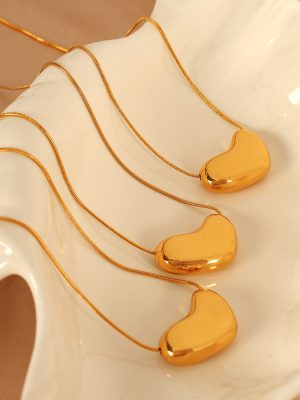 Cold Stainless Steel Snake Bones Chain Necklace Female Lock 18K Gold Plated Pendant