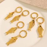 New Design Earrings New Fish Eye Small Clear New Grid Earrings Stainless Steel Plated 18K Gold Ocean Ornament