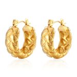 Embossed Stainless Steel Gold Earrings Geometric 18K Gold Design Ear Rings