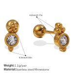 color: EH1165WEG White Rhinestone Gold Stud Earrings