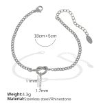 color: SL100 White Rhinestone I Steel Color Bracelet SL100SI