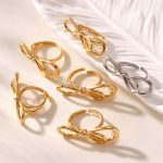 Bow Open Ring Female Simple French Ring Copper Material 18K Golden Index Finger Ring