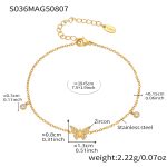 color: S036-Gold Butterfly Anklet 19+5cm