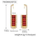 color: F403-Red Zircon Earrings