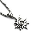 Ornament Stainless Steel Sun Flame Pendant Necklace Personality Punk Retro Trendy Men Hollow out Pendant