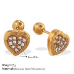 color: EH942WEG White Rhinestone Gold Stud Earrings