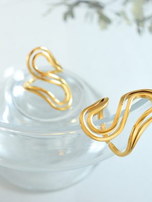 Autumn and Winter Elegant and Personalized Handmade S-Shaped Open Ring Female Stainless Steel Plated 18K Gold Ring