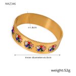 color: Z346-Multicolor Rhinestone Gold Bangle