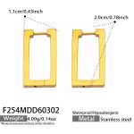 color: F254-Gold Long Style Earrings Width 11mm