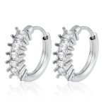 color: -1 Square Zircon Earrings Steel Color