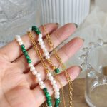 Turquoise Freshwater Pearl Tassel Necklace Pendant Earrings Light Luxury Temperament Mom Jewelry