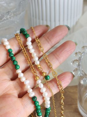 Turquoise Freshwater Pearl Tassel Necklace Pendant Earrings Light Luxury Temperament Mom Jewelry
