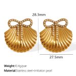 color: EH854WEPG White Bead Gold Earrings