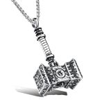 Big hammer geometric double-headed iron hammer stainless steel necklace retro pendant ornaments