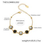 color: TXE513-Black Glass Stone Gold Bracelet 16.5+5cm