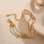 New 18K Gold Plating Three-Layer Small Beads Bracelet Female Temperament Wild Non-Fading Bracelet Female