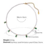 color: XL464GNG Green Stone Freshwater Pearl Necklace