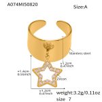 color: A074-A Gold Cutout Five-pointed Star Zircon Ring