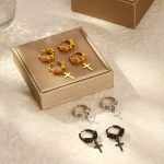 Dragon Pattern Totem Earrings Men and Women Stainless Steel Earrings Pendant round Beads Geometric Country Ear Clip