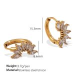 color: EH865WEG White Zircon Gold Hoop Earrings