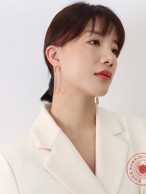French Choker Exaggerated U-Shaped Earrings Inlaid Zircon Design Earrings Stainless Steel Plated 18K Gold Accessories Accessories for Women