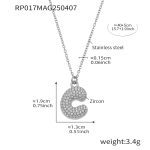 color: RP017-C Letter Steel Color Necklace 40+5cm