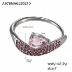color: A978-Steel Color Pink Zircon Ring / size: US 7