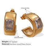 color: EH1073WEG White Stone Gold Earrings