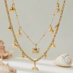 Stainless Steel DIY Multi-Accessories Necklace Beach Full Diamond Crab Fishtail Pendant Twin Clavicle Chain