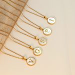 Round 18K Stainless Steel Shell Letter Pendant Female 26 English Necklace Clavicle Chain