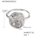 color: A975-Steel Color White Zircon Ring / size: US 7