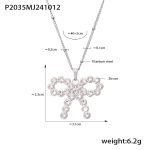 color: P2035-Steel Color Bow Set with Zircon Necklace